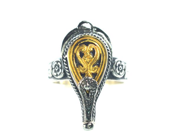 Επιχρυσωμένο 925 βυζαντινό δαχτυλίδι με σκάλισμα