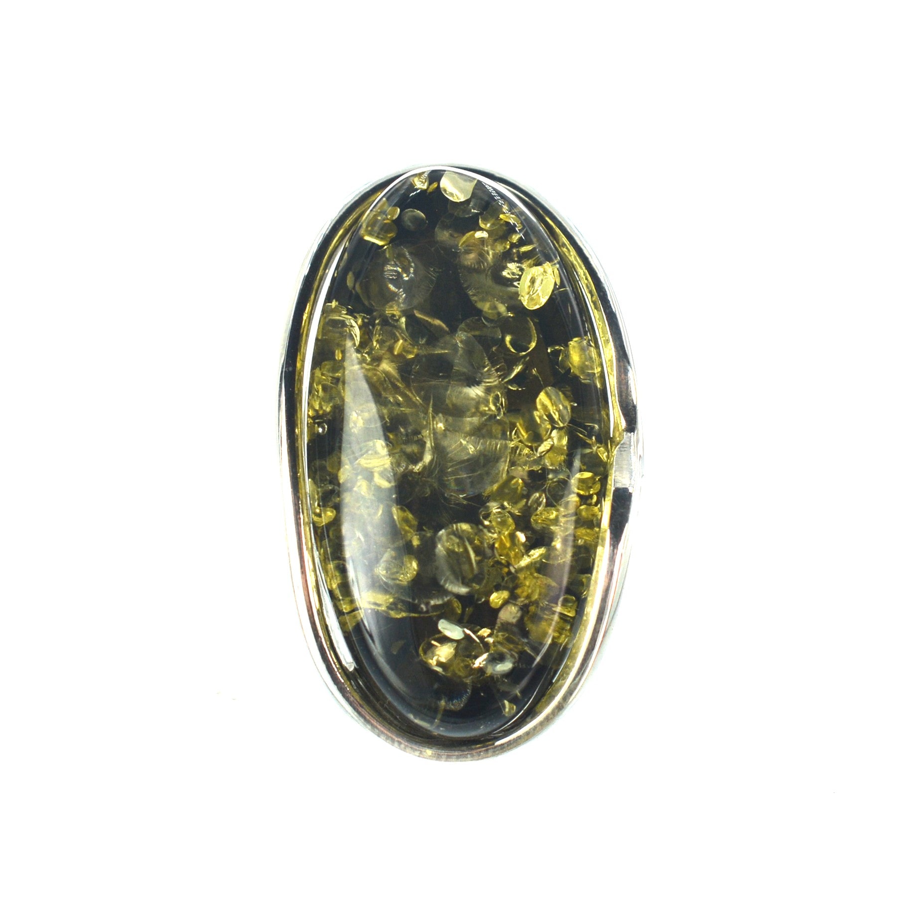 Ασημένιο 925 δαχτυλίδι με πράσινο κεχριμπάρι