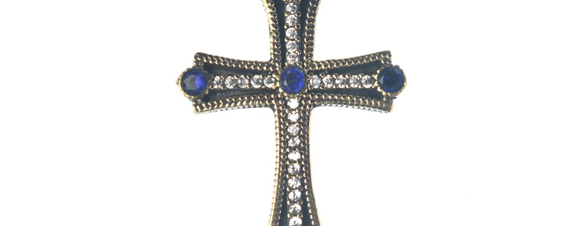 Ασημένιος 925 σταυρός με πέτρες ζιργκόν