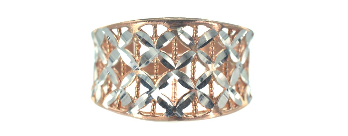Ασημένιο 925 ροζ χρυσό δαχτυλίδι με ασημένιες λεπτομέρειες